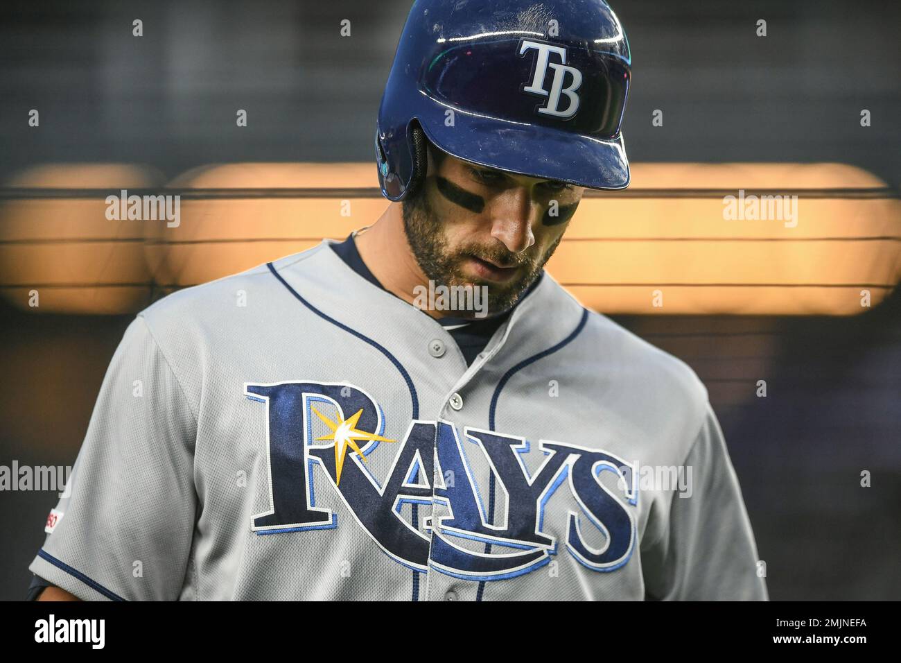 St. Petersburg, FL. USA; Tampa Bay Rays center fielder Kevin Kiermaier (39)  runs off the field during a major league baseball game against the Baltim  Stock Photo - Alamy