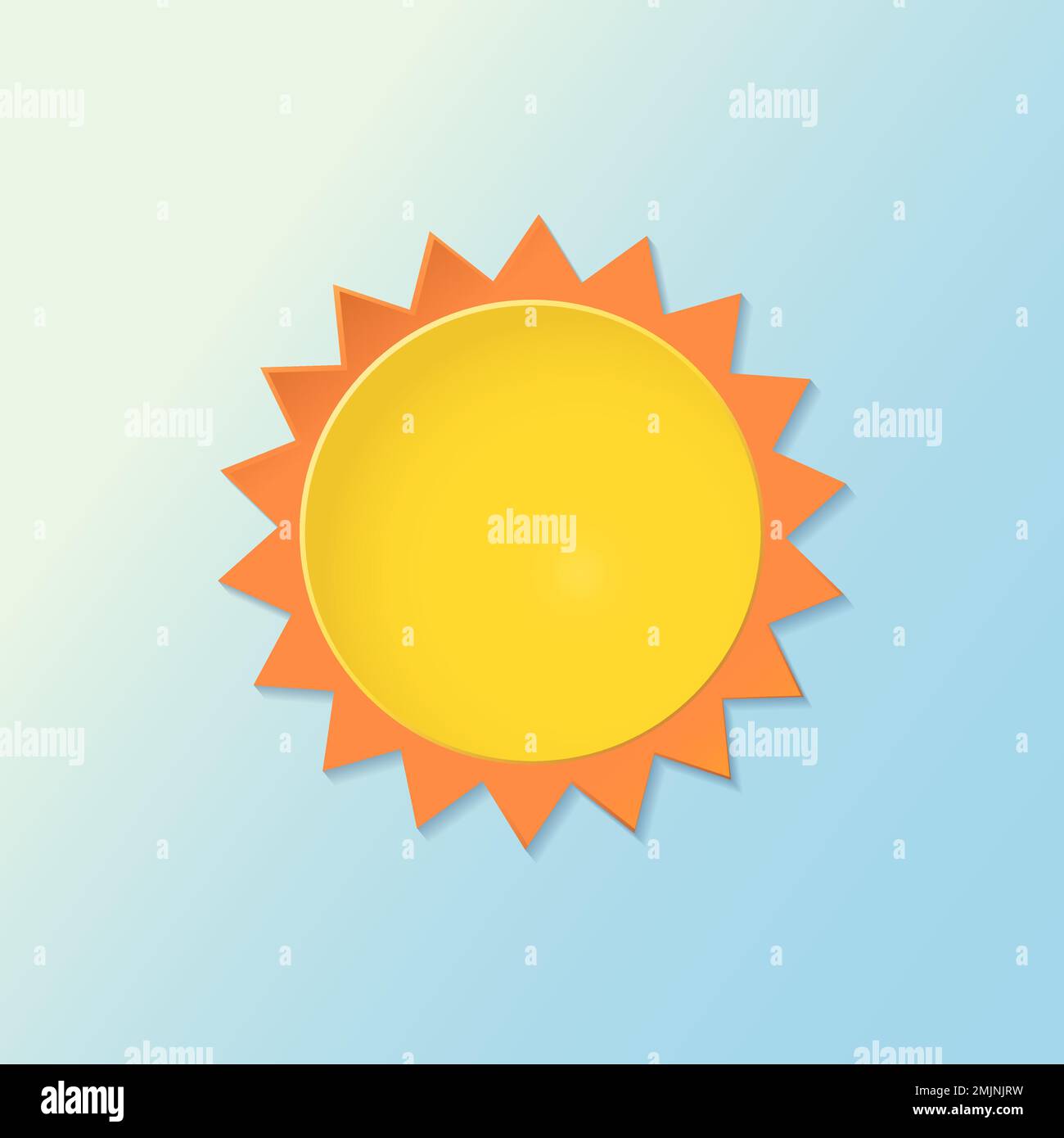 Paper cut sun element, cute weather clipart vector on gradient blue background Stock Vector
