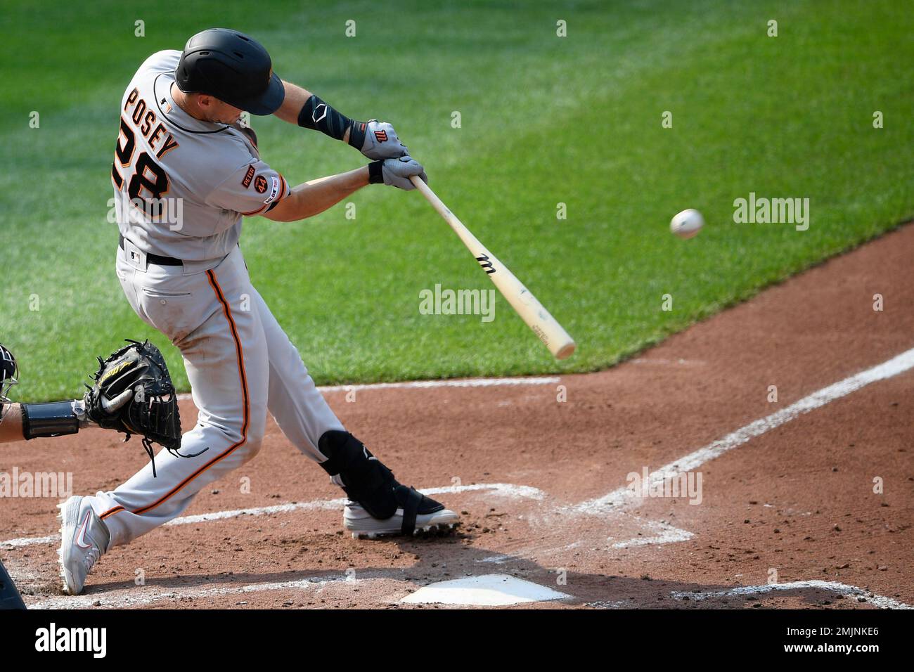 San Francisco Giants' Buster Posey bats during a baseball game against ...