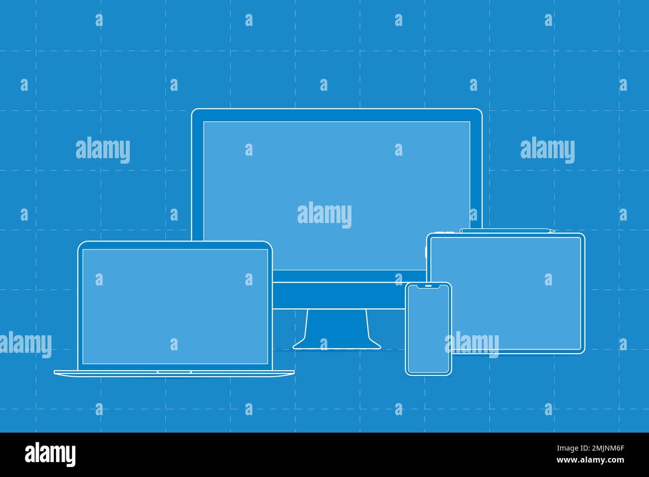 Digital device outline, blue digital device vector illustration Stock Vector