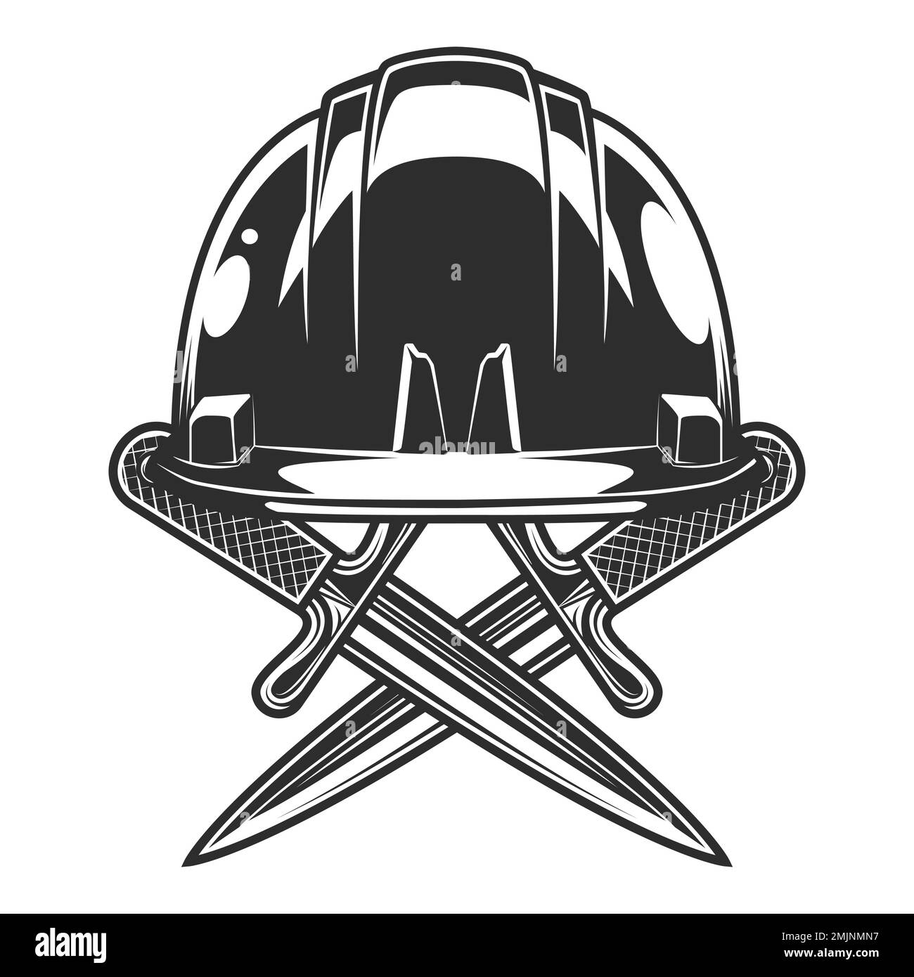 Crossed knife and business builder hard hat from new construction and