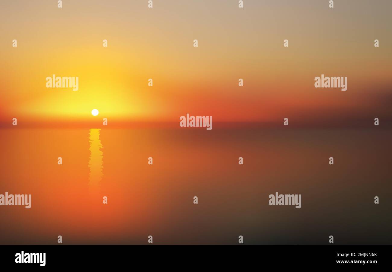 Sunset over the sea. Nature background. Gradient mesh. Stock Vector