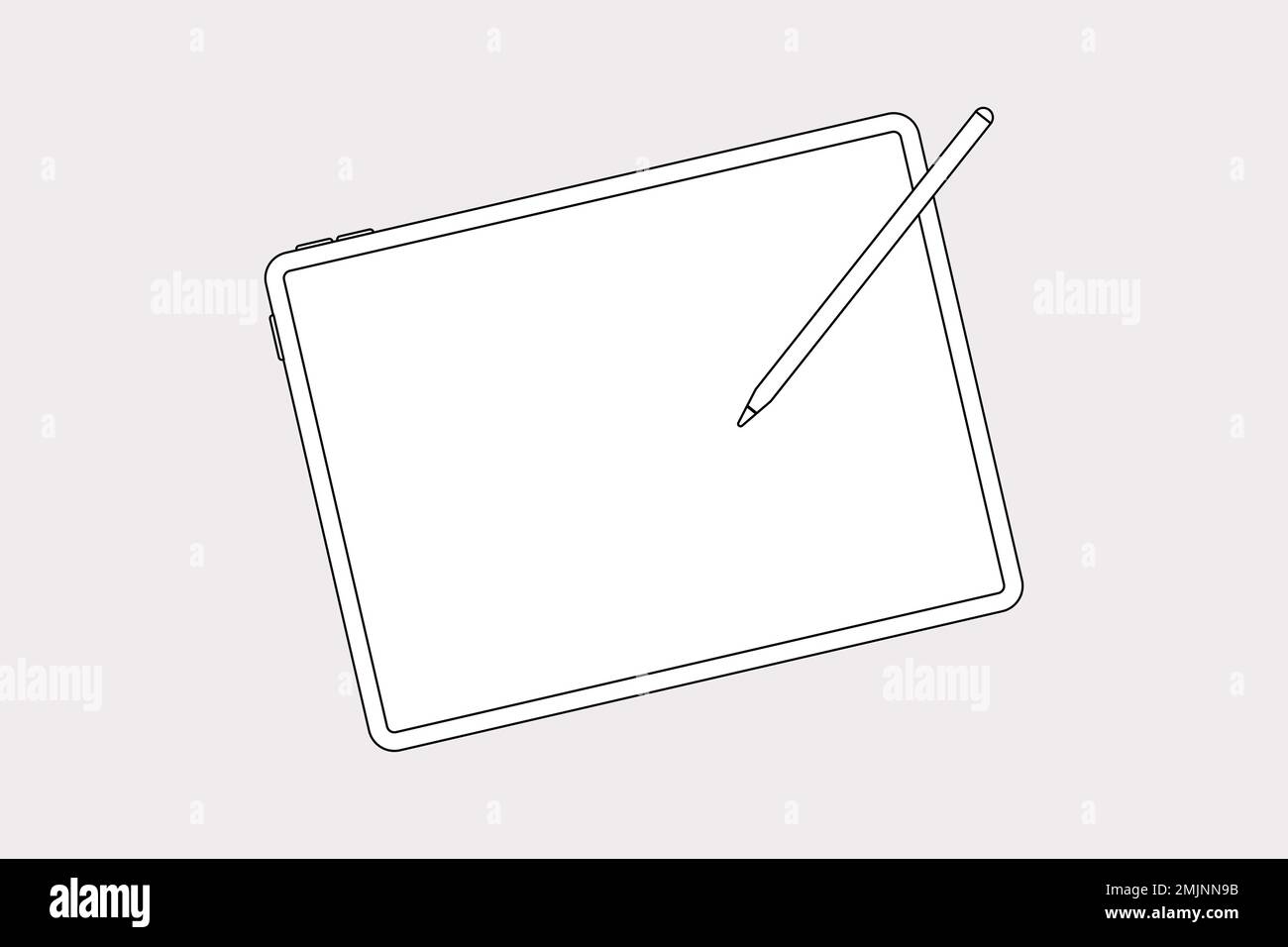 Tablet outline, blank screen, digital device vector illustration Stock Vector