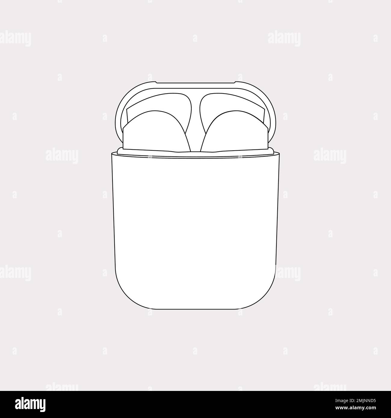 AirPods outline, white case, entertainment device vector illustration ...