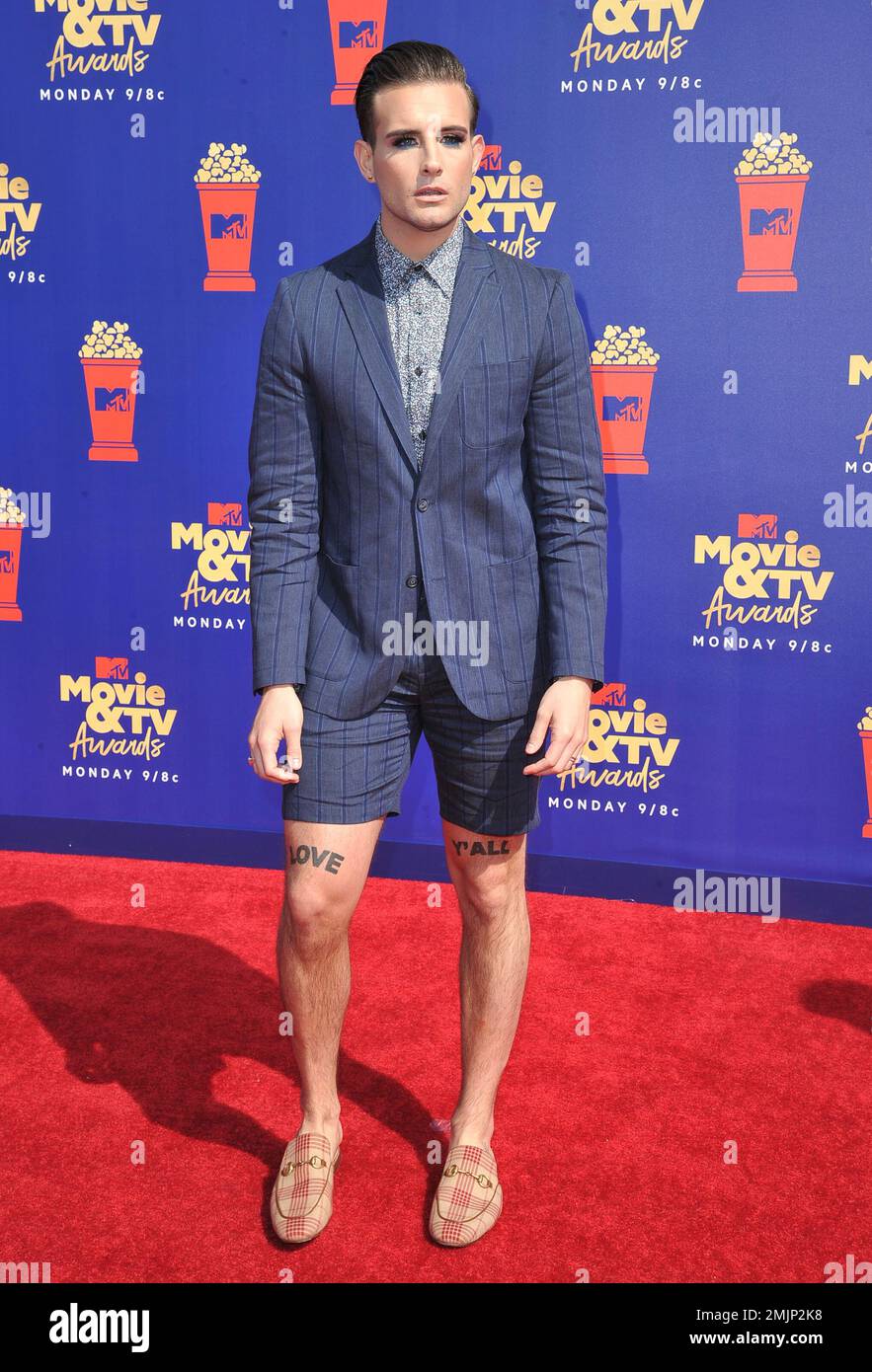 Nico Tortorella arrives at the MTV Movie and TV Awards on Saturday, June 15, 2019, at the Barker