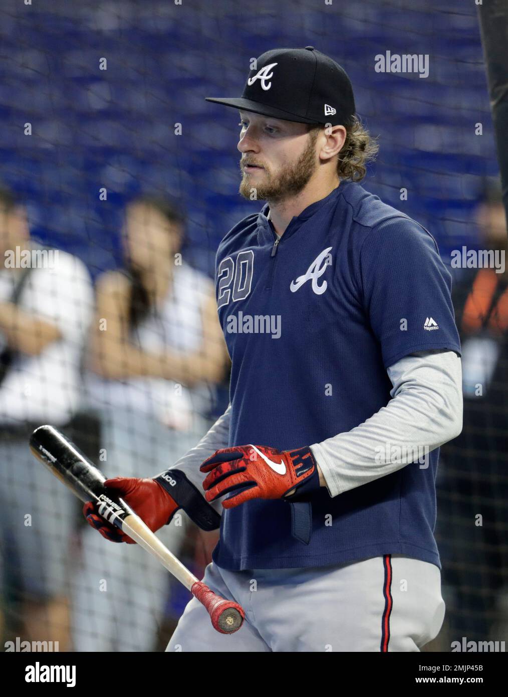 Atlanta Braves' Josh Donaldson walks in the dugout before a baseball game  against the Washington Nationals, Wednesday, July 31, 2019, in Washington.  (AP Photo/Patrick Semansky Stock Photo - Alamy