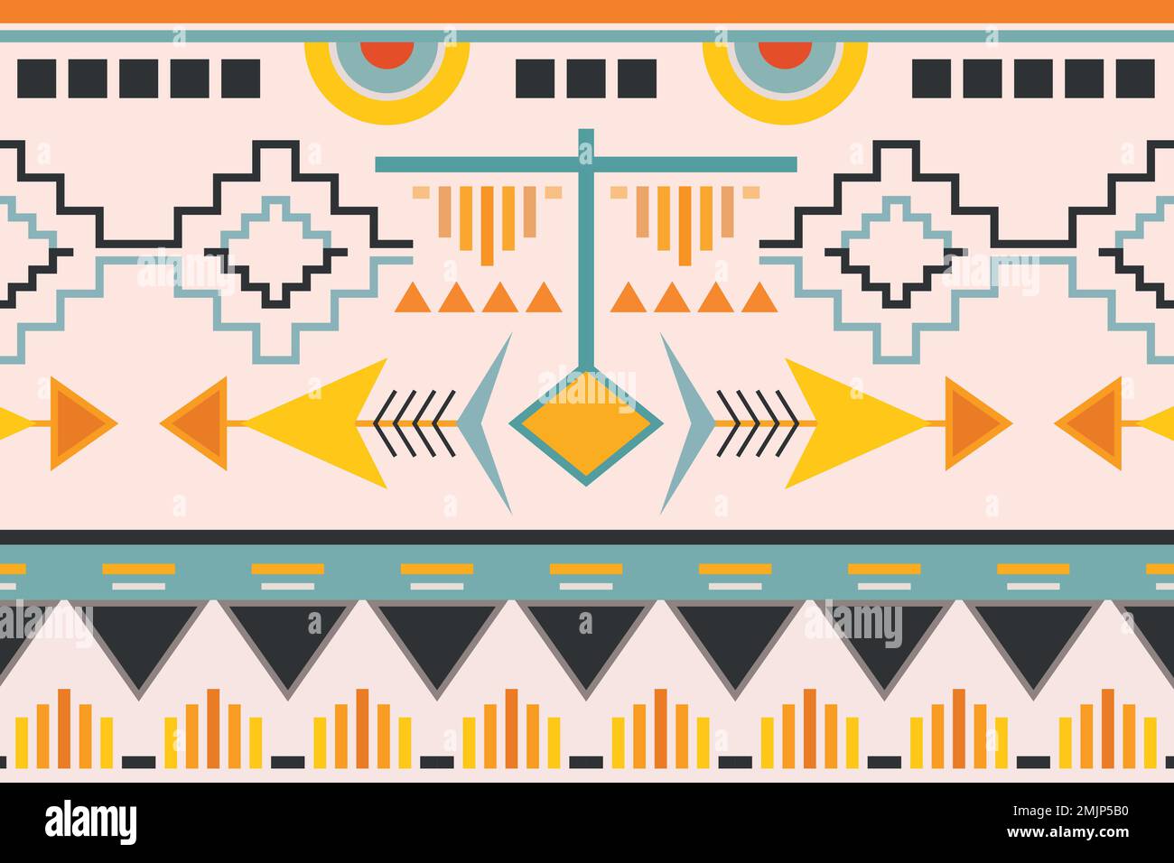 Ethnic geometric background, pattern vector, seamless colorful design Stock Vector
