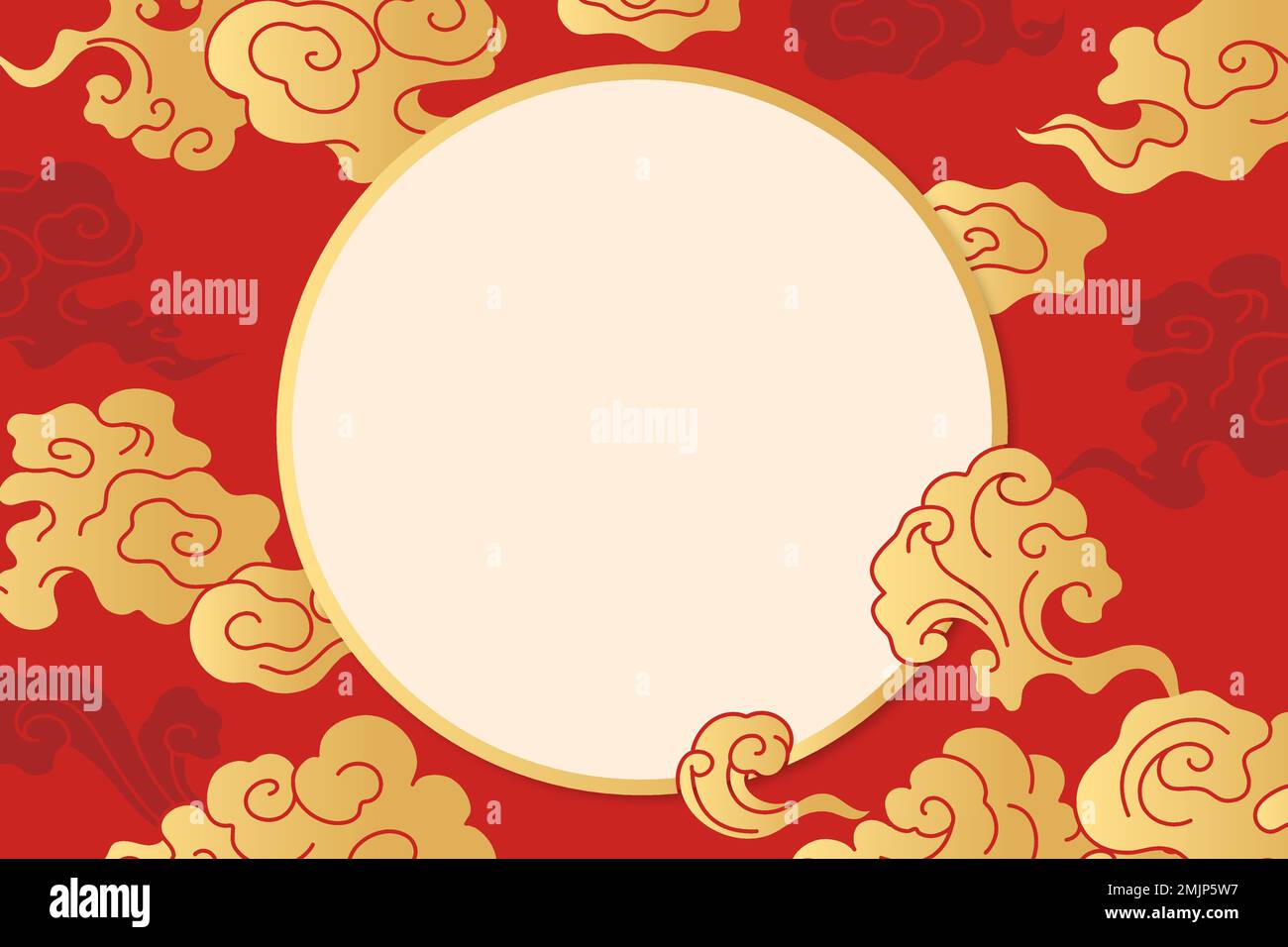 Oriental frame background, red Chinese cloud illustration vector Stock
