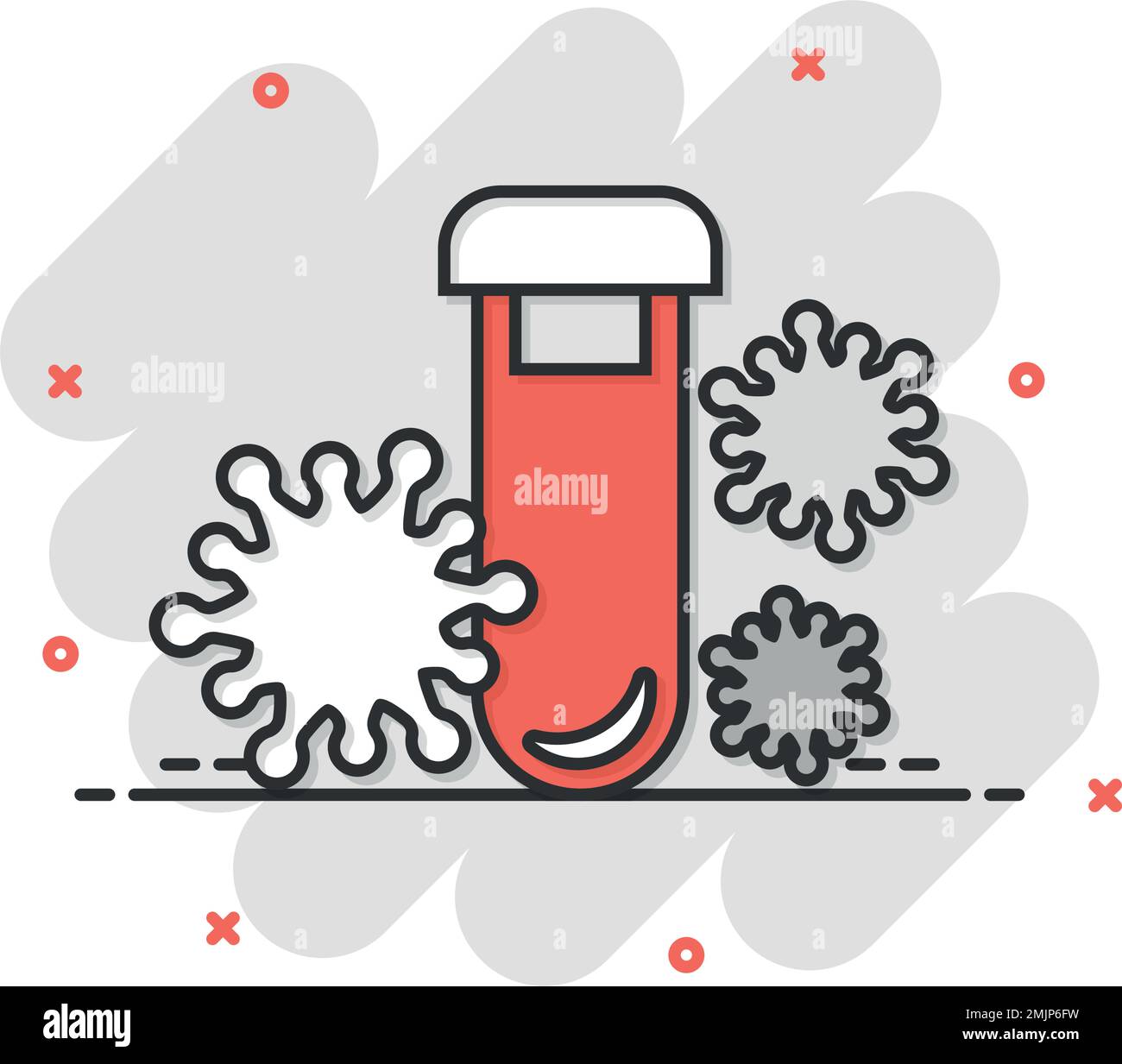 Coronavirus test icon in comic style. covid-19 cartoon vector illustration on isolated background. Medical diagnostic splash effect sign business conc Stock Vector