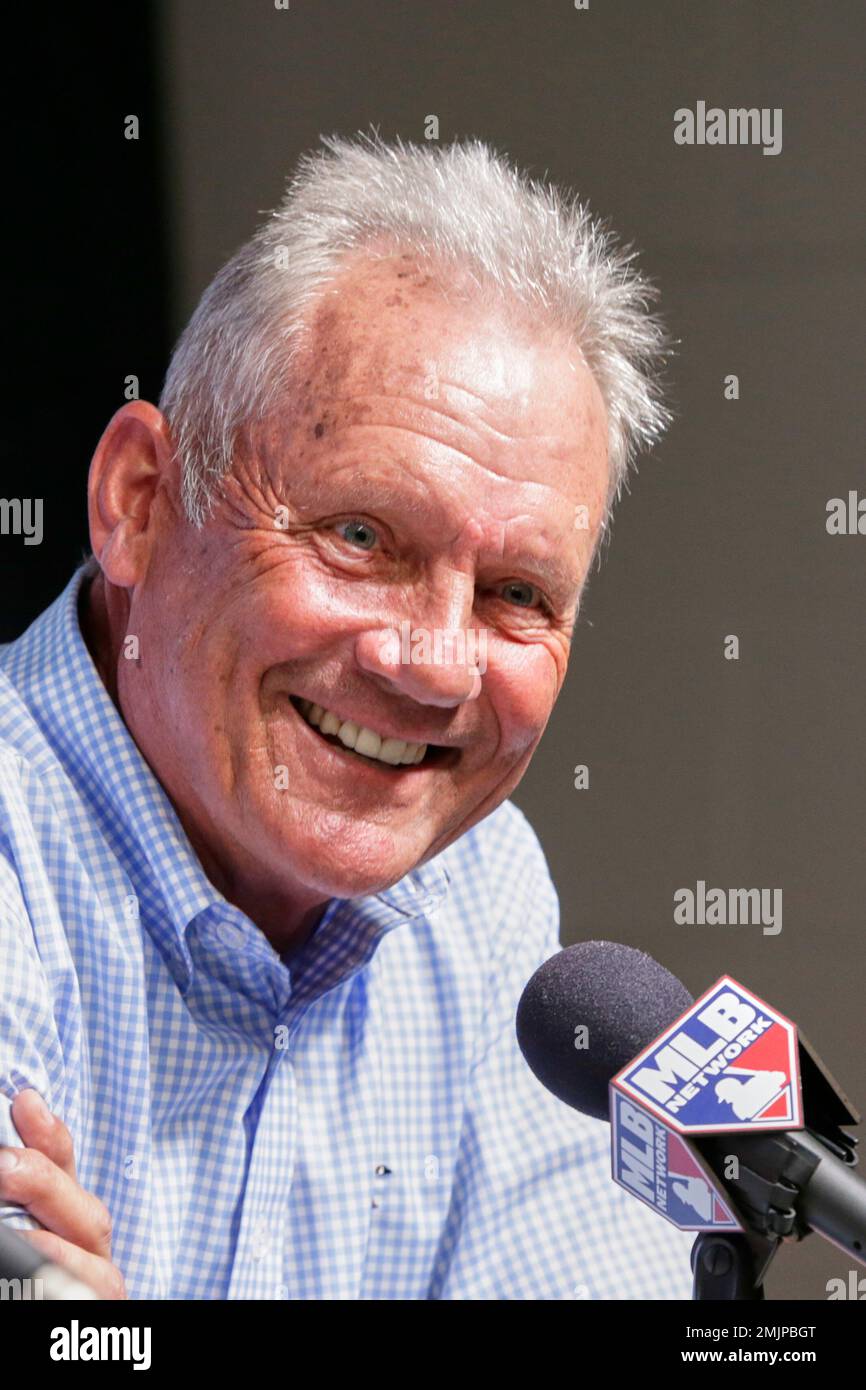 Hall of Famer George Brett smiles during a news conference ahead