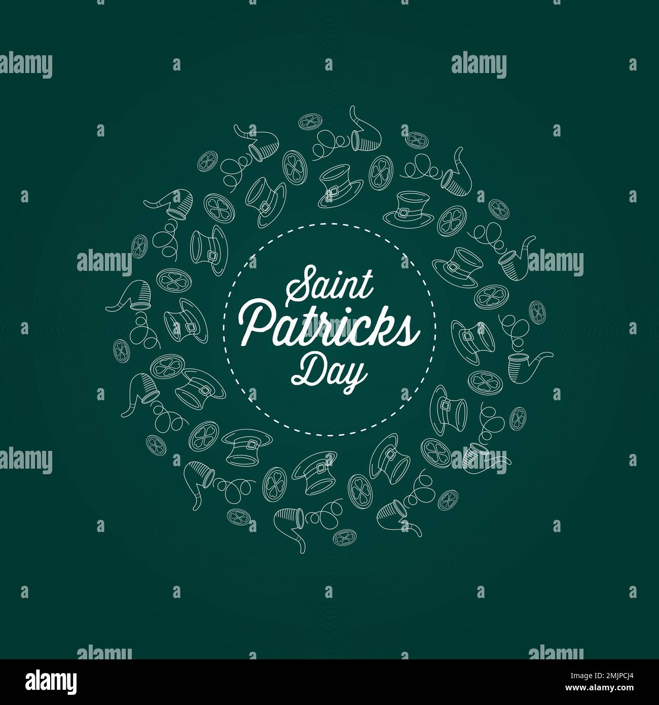 saint patricks day background with image of hat, smoke pipe and gold coins Stock Vector