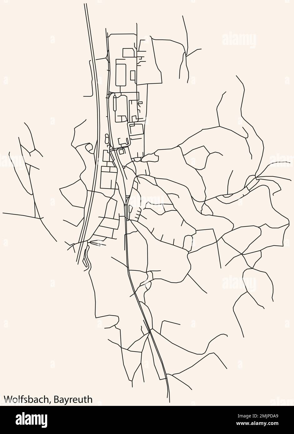 Street roads map of the WOLFSBACH DISTRICT, BAYREUTH Stock Vector Image