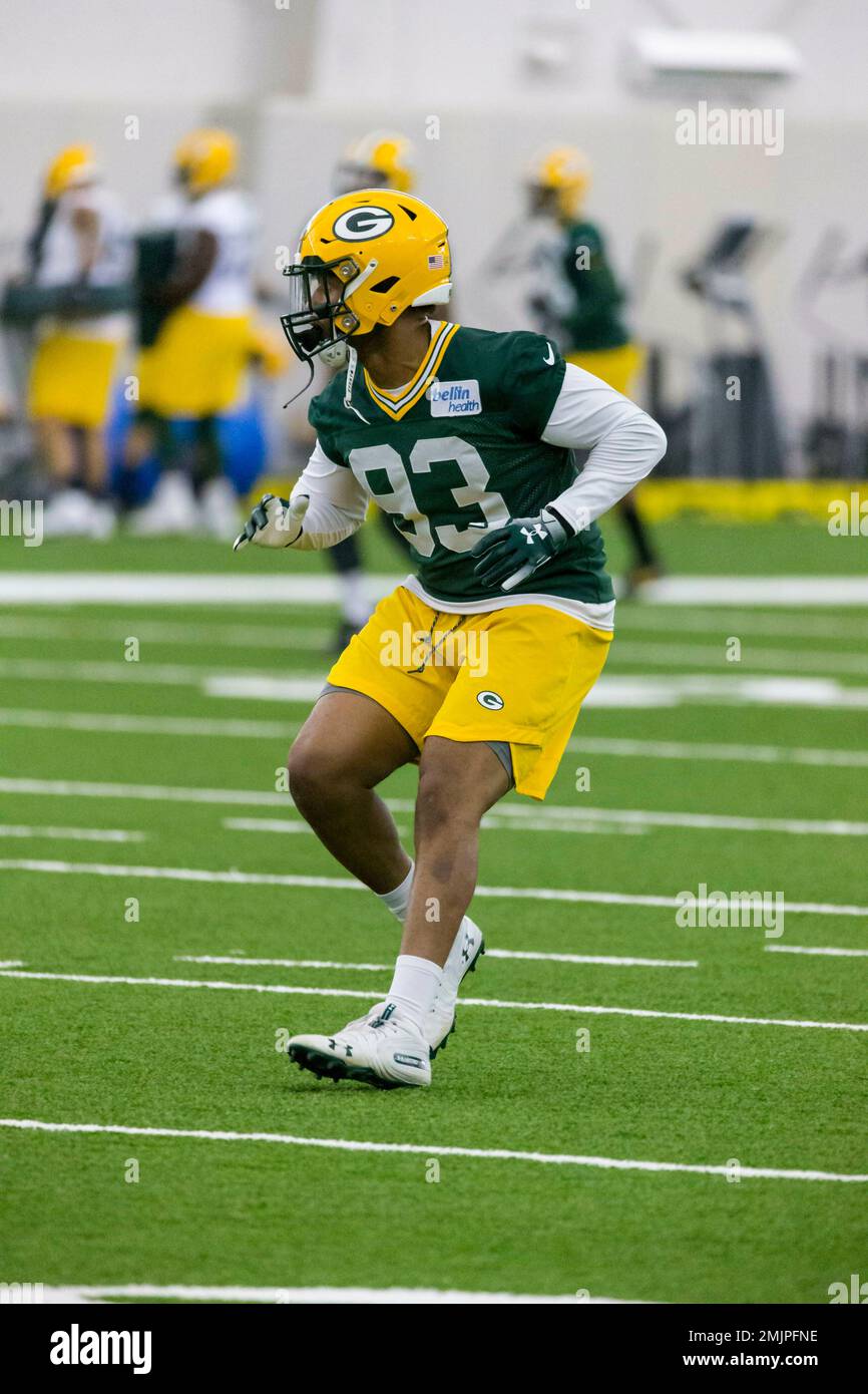 Green Bay Packers Marquez Valdes-Scantling during NFL football minicamp practice Wednesday June 12, 2019 in Green Bay, Wis.. (AP Photo/Mike Roemer) Stock Photo