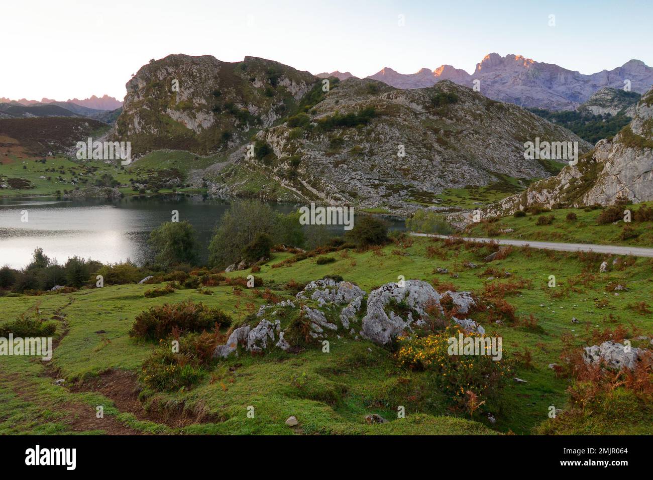 Asturias and Cantabria are well-known for their beaches, but the magic is in the mountains of the Picos de Europa Stock Photo