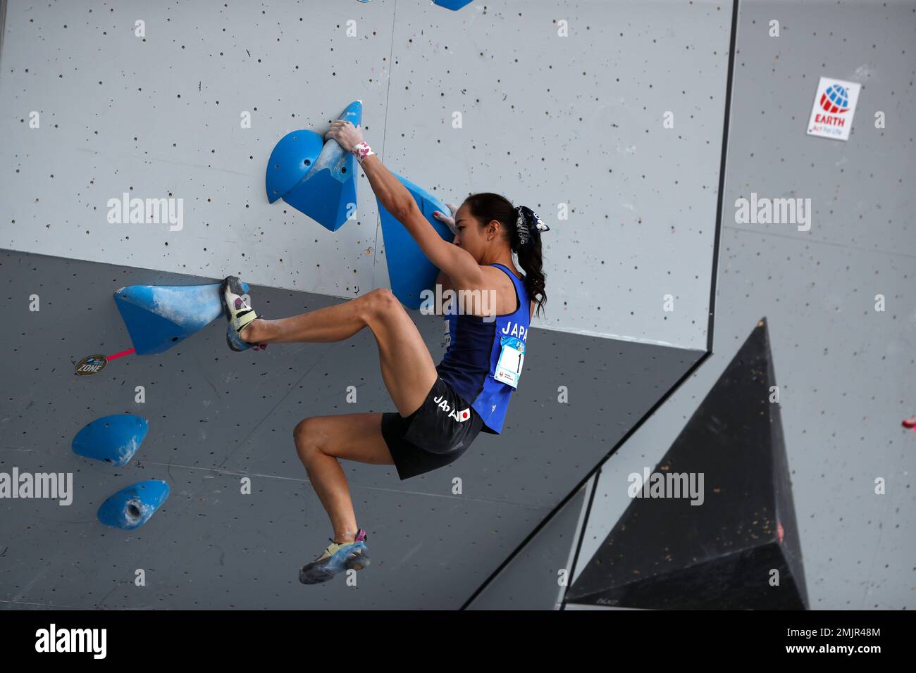 Akiyo Noguchi of Japan competes during the womens bouldering final