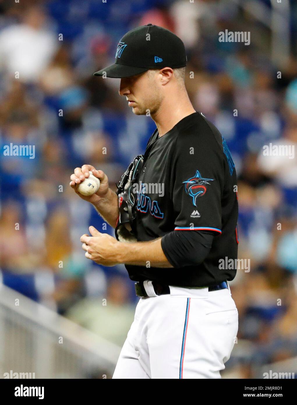 Miami Marlins' Trevor Richards prepares to pitch during the fourth inning  of a baseball game against the Atlanta Braves, Saturday, June 8, 2019, in  Miami. (AP Photo/Wilfredo Lee Stock Photo - Alamy