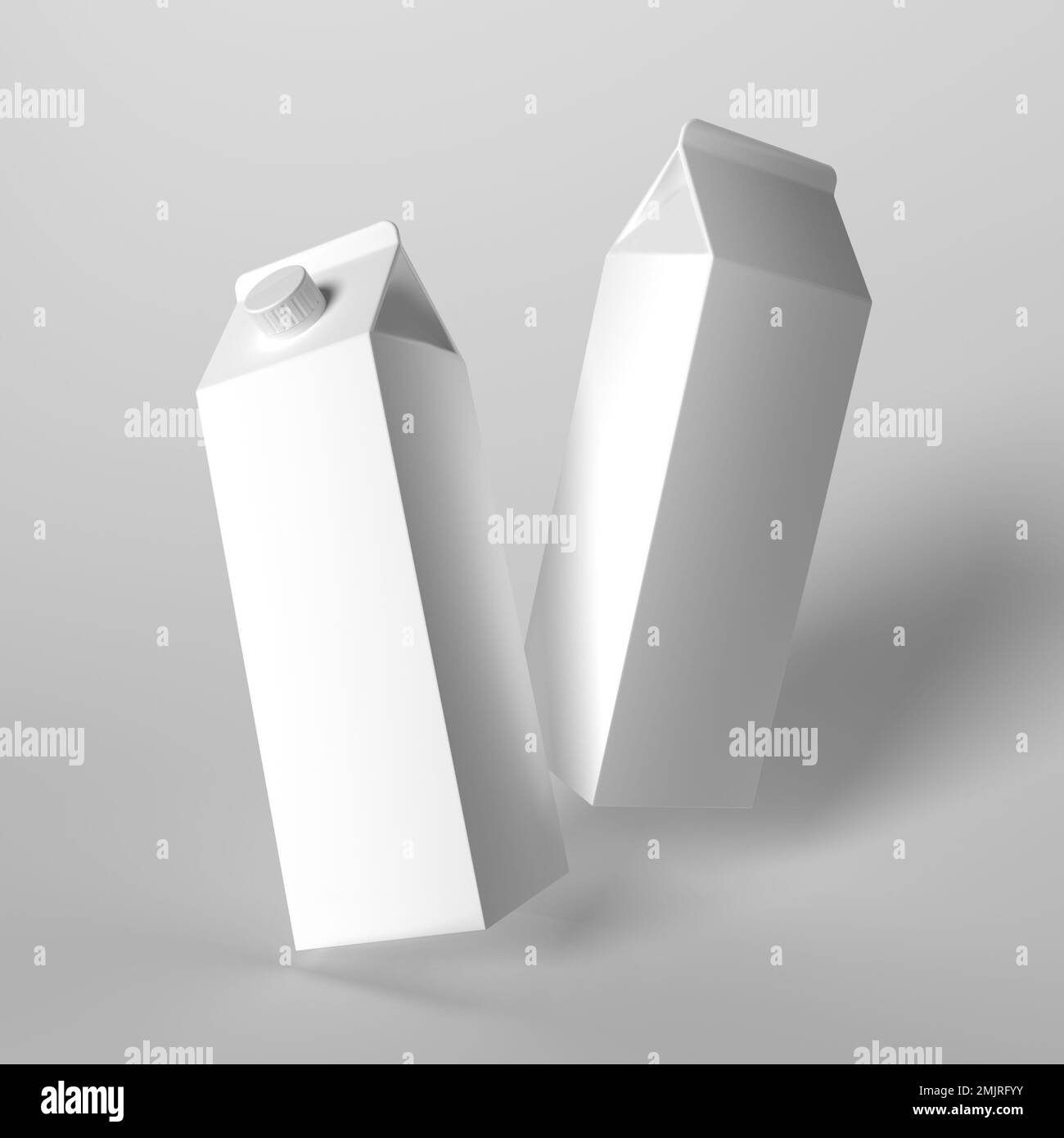 3d render mockup of box packaging of milk, kefir, yogurt, juice Stock