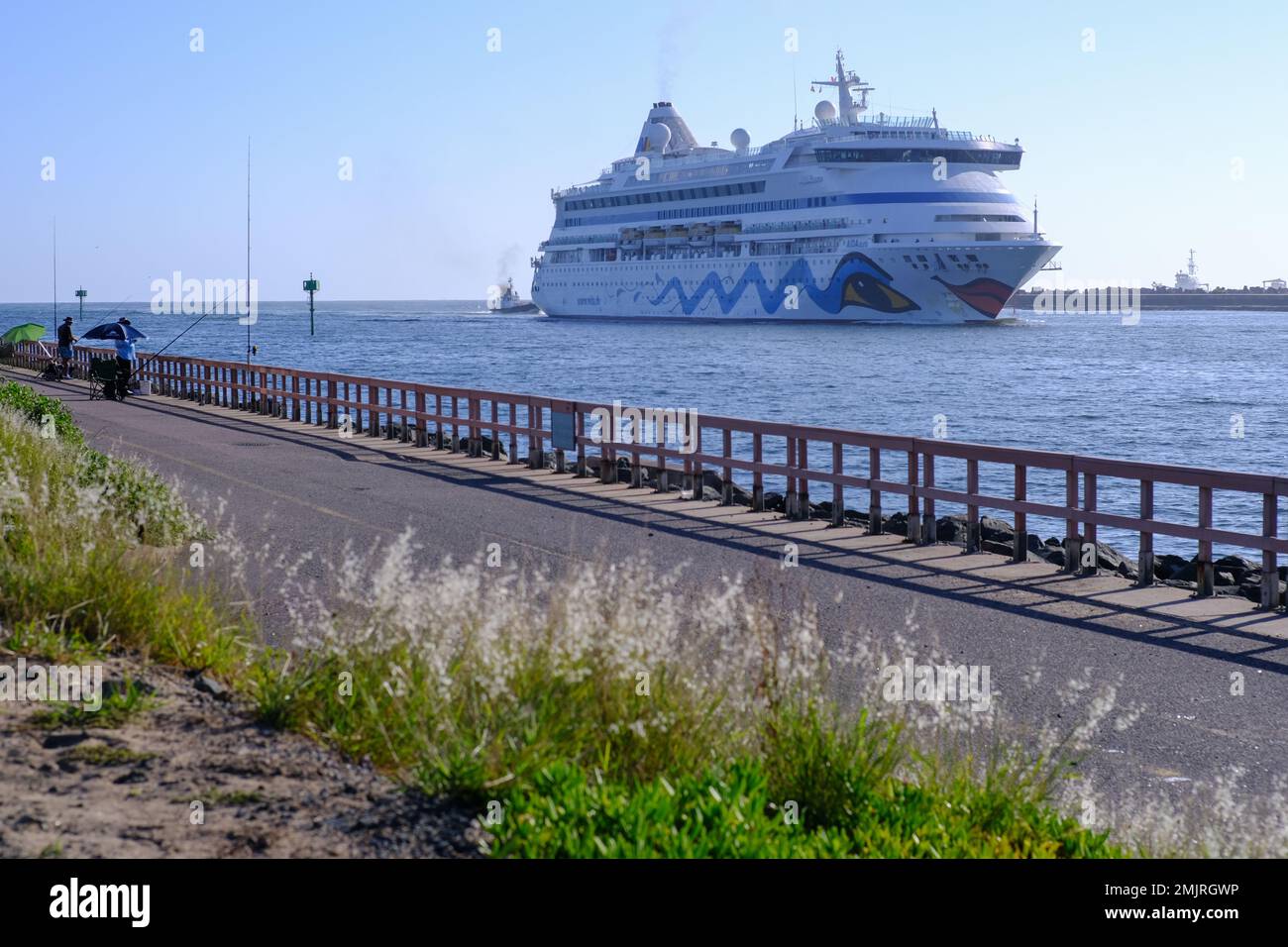 Cruise Ship entering Durban Harbour January 2023. Stock Photo