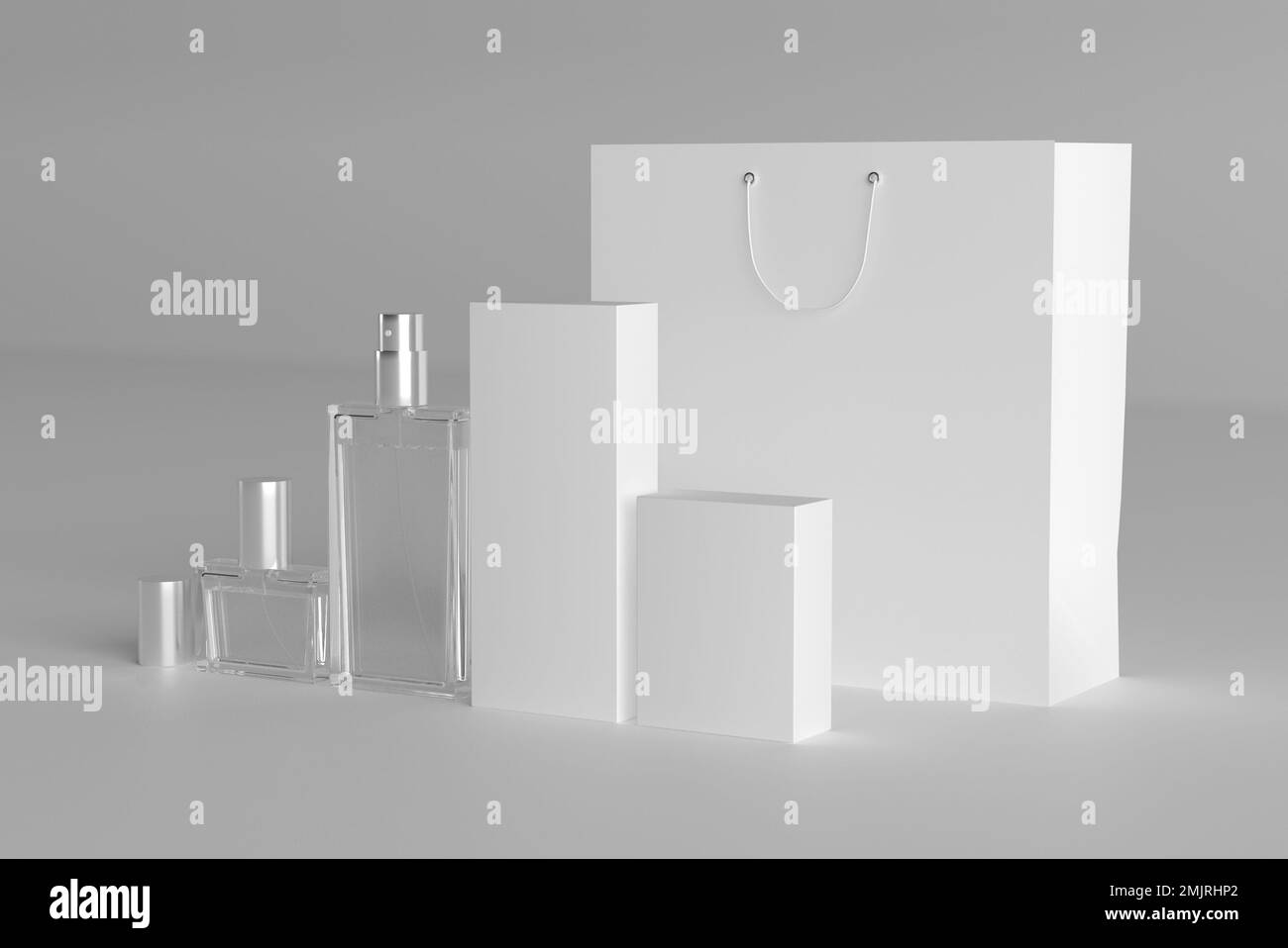 3D rendering of packaging for perfumes of different volumes and package ...