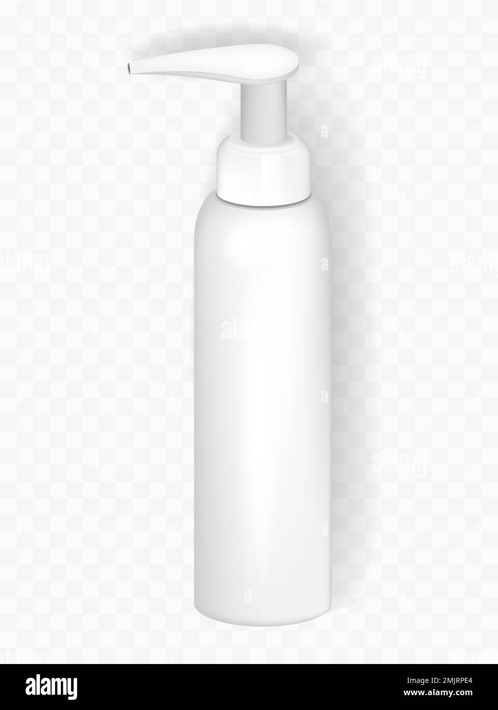 Cosmetic plastic bottle with dispenser pump. Liquid container for gel