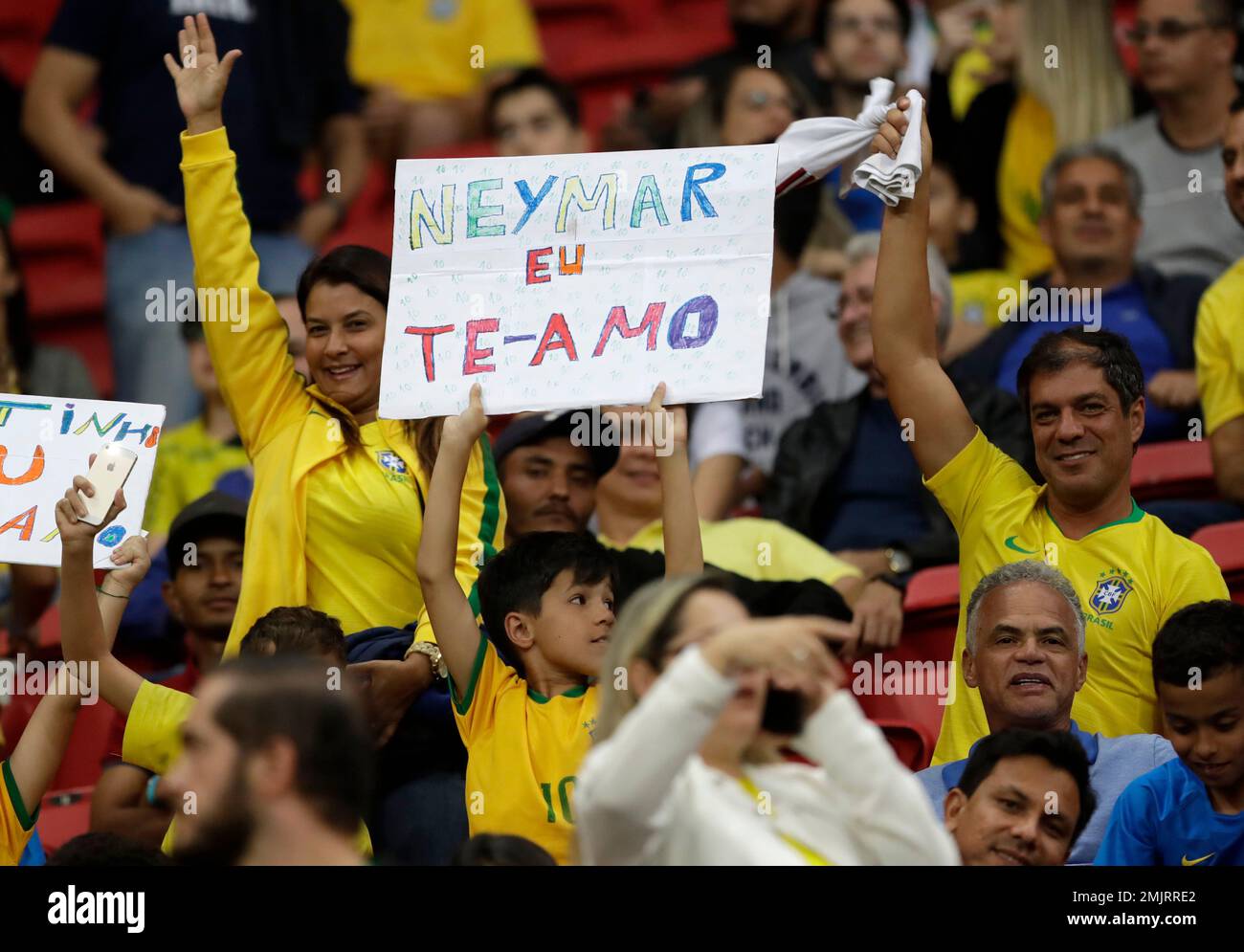 Fans Of Brazil s Neymar Hold A Sing That Reads In Portuguese Neymar I fans-of-brazil-s-neymar-hold-a-sing-that-reads-in-portuguese-neymar-i