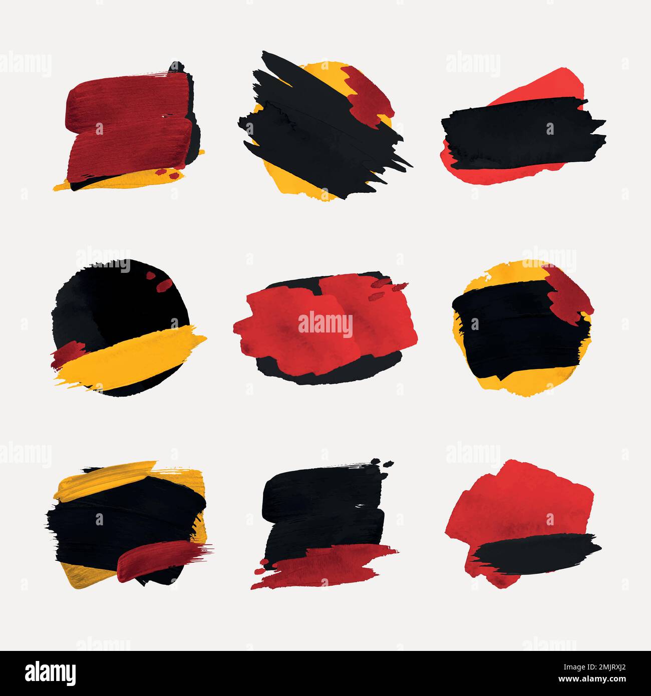 Paint brush badge sticker, abstract brush stroke texture vector set Stock Vector