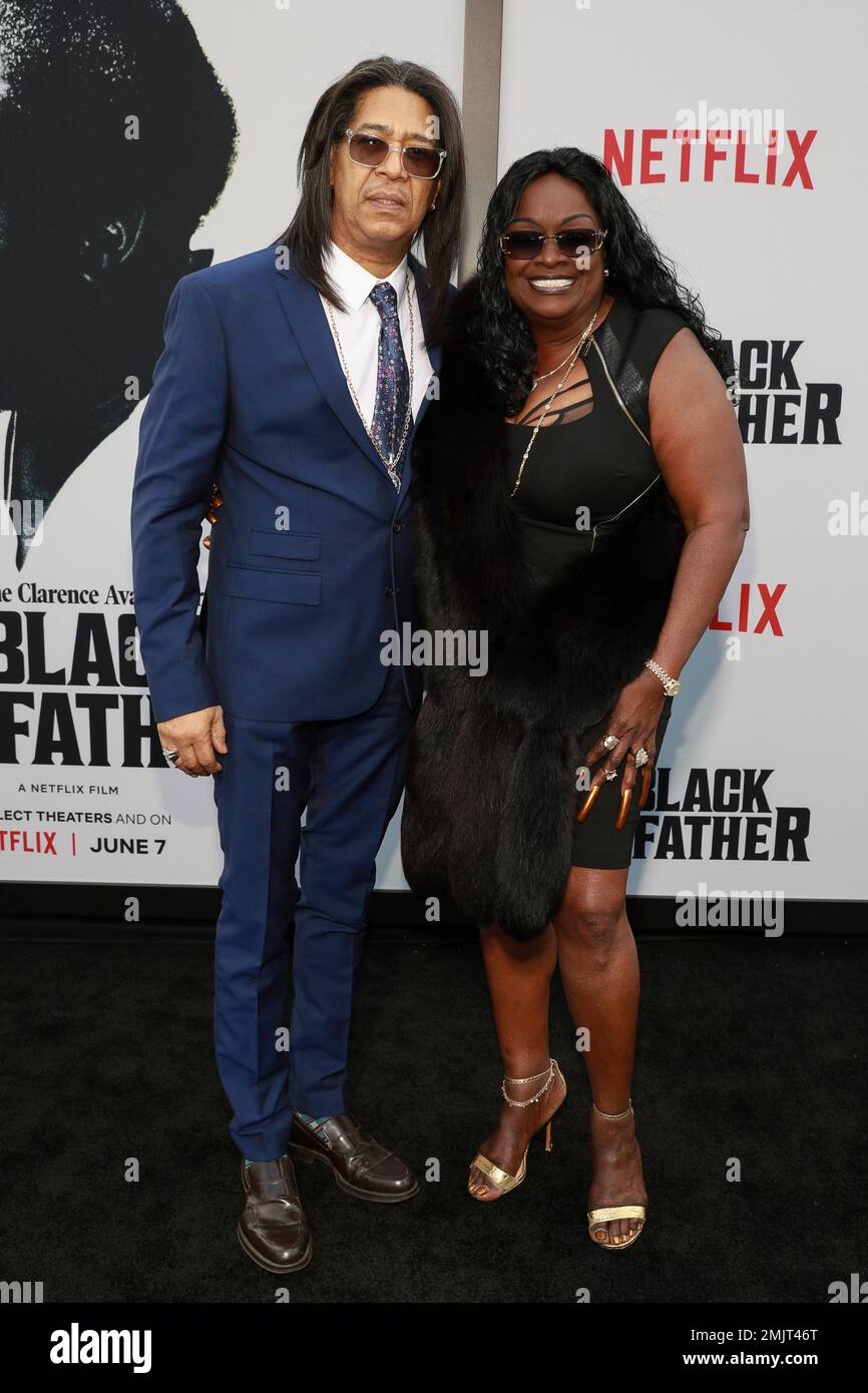 Elgin Charles and Golden White attend the world premiere of the Black