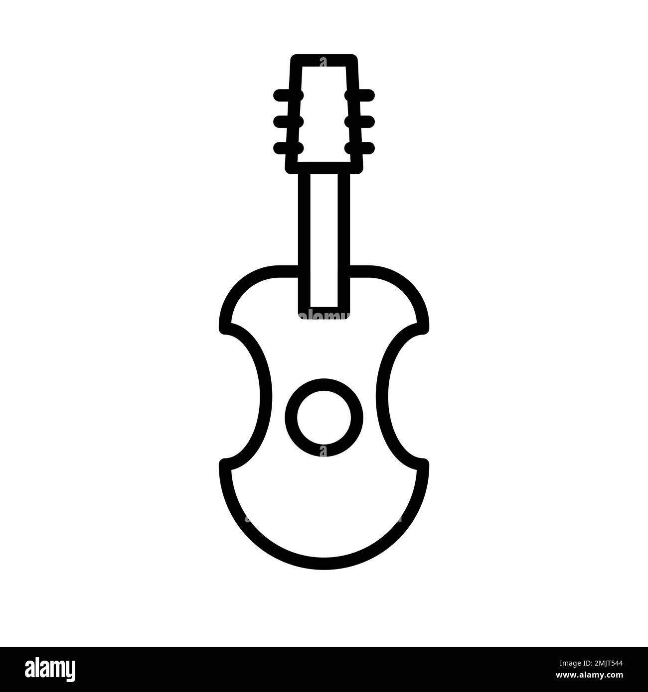 Guitar icon line isolated on white background. Black flat thin icon on modern outline style. Linear symbol and editable stroke. Simple and pixel perfe Stock Vector