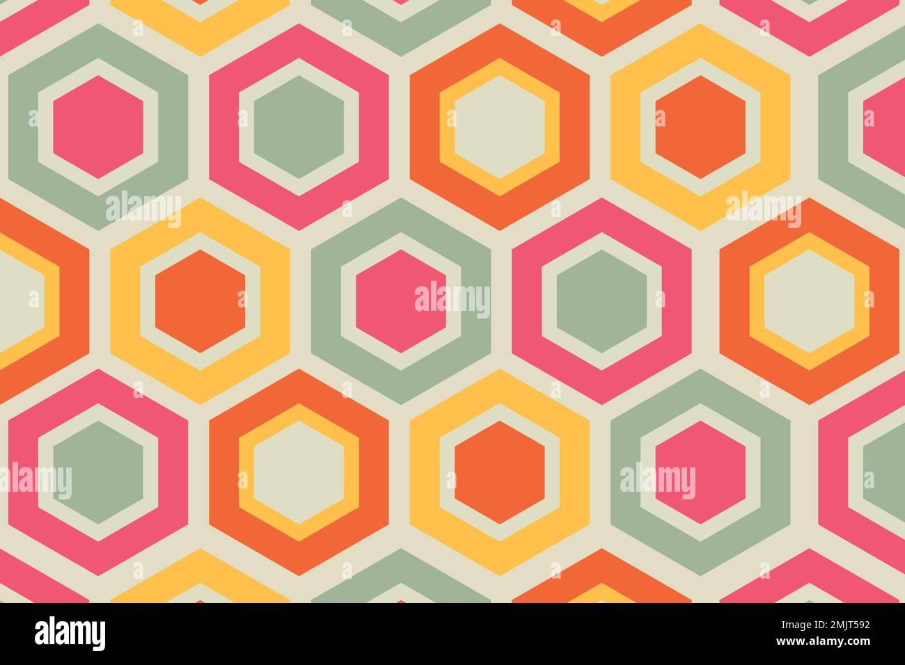 Retro colorful background, geometric hexagon shape vector Stock Vector