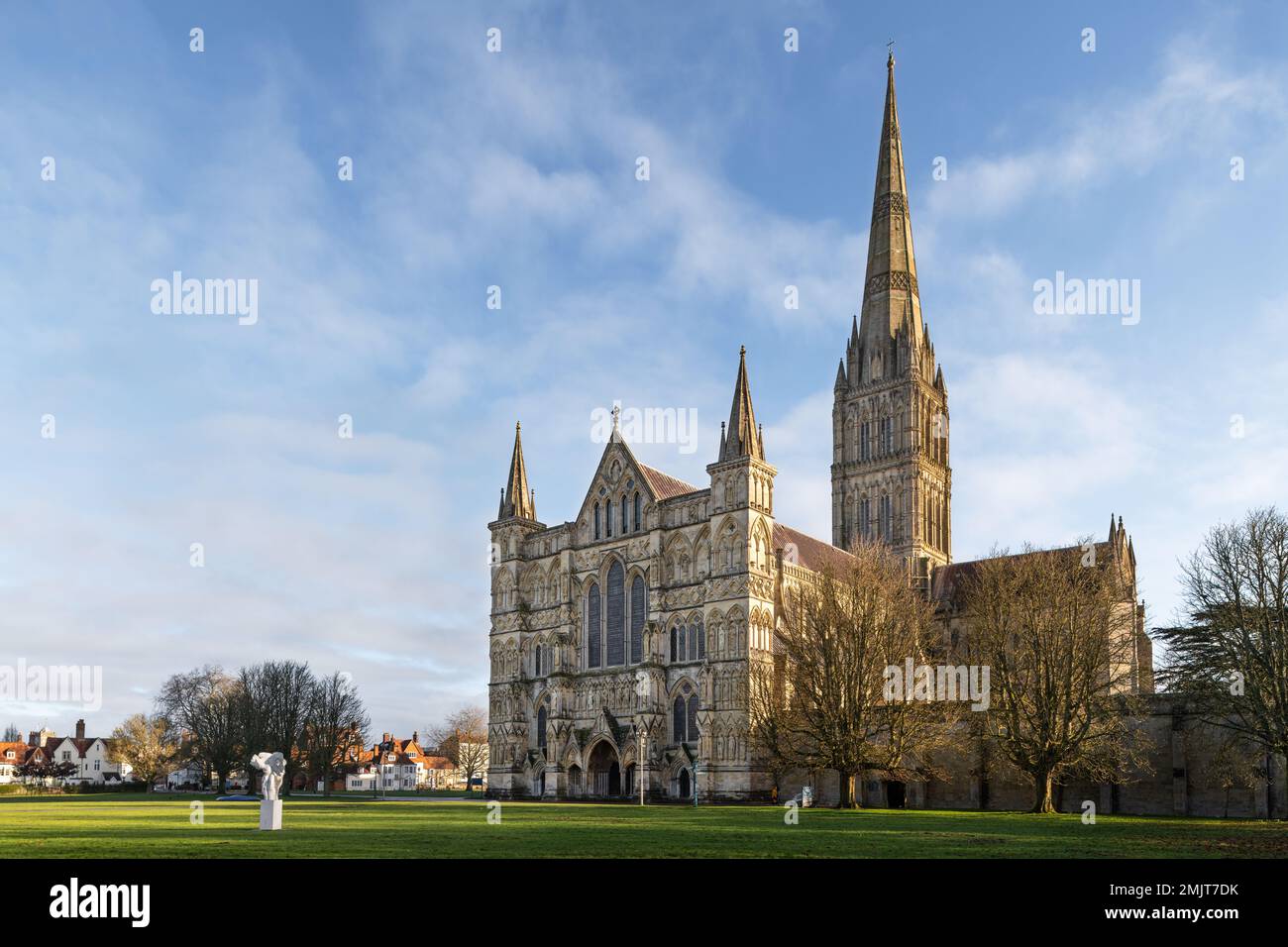 Glorious Salisbury Cathedral and Spire. Stock Photo