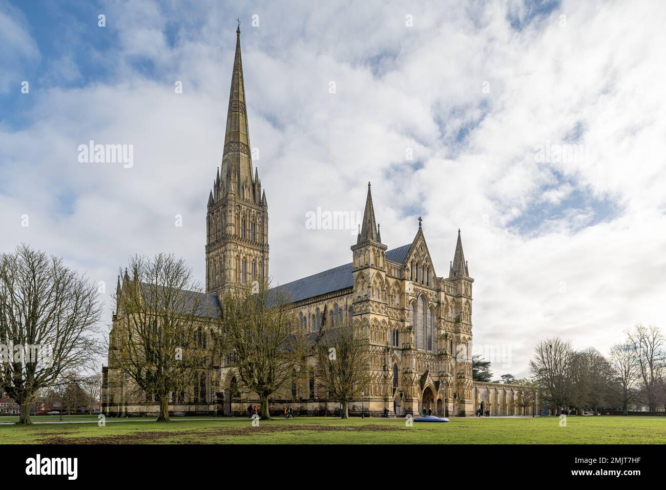 Glorious Salisbury Cathedral and Spire. Stock Photo