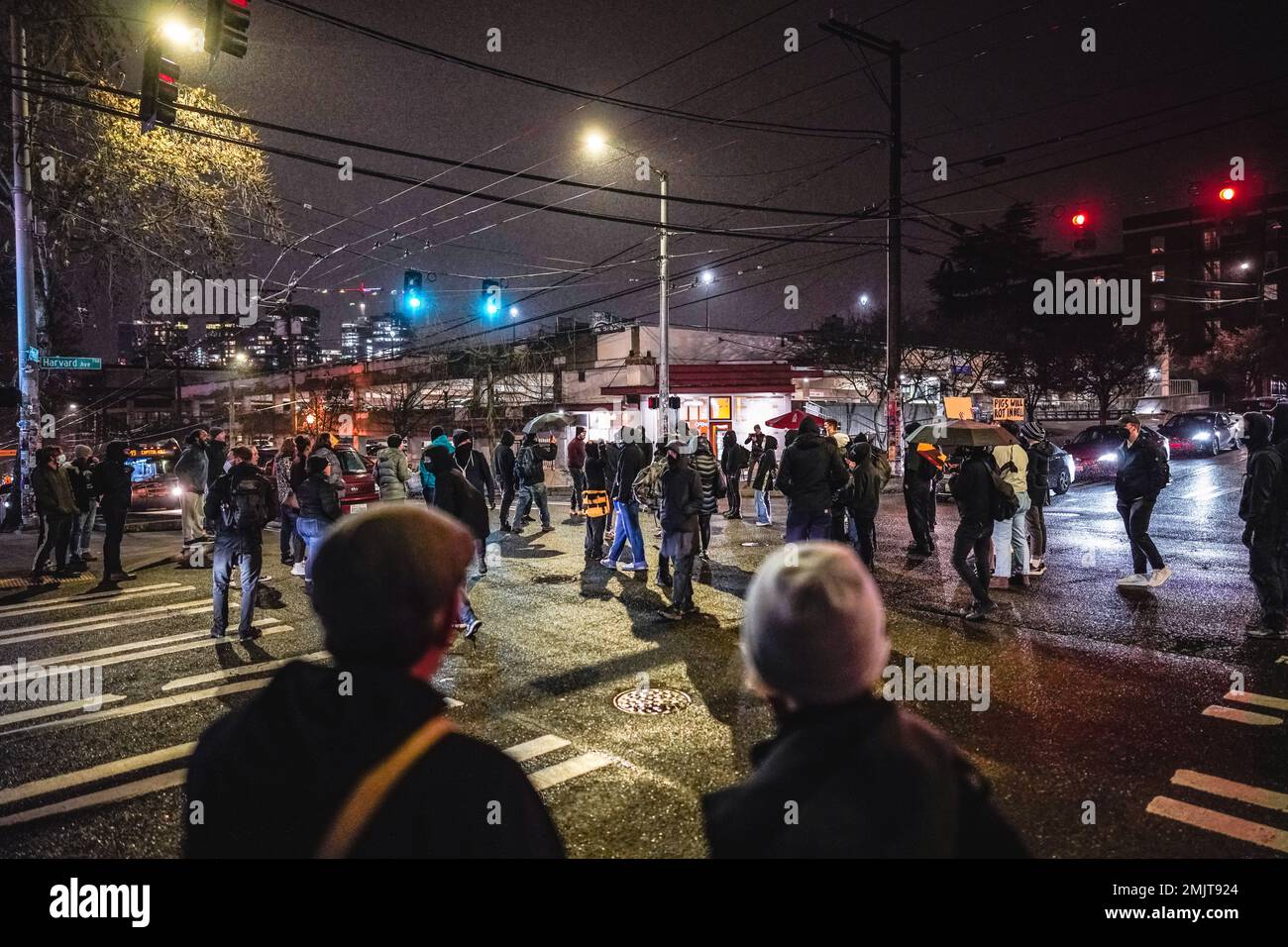 Memphis Riots Protester gather in the middle of the street during the demonstration ...