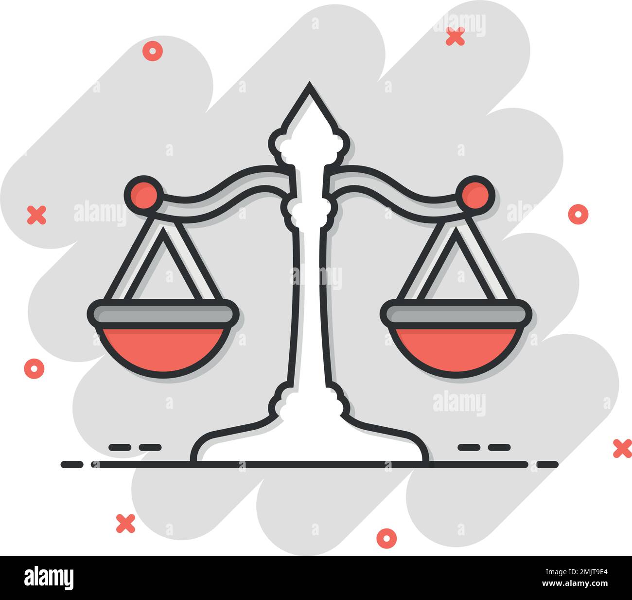 Scales icon in comic style. Libra cartoon vector illustration on ...