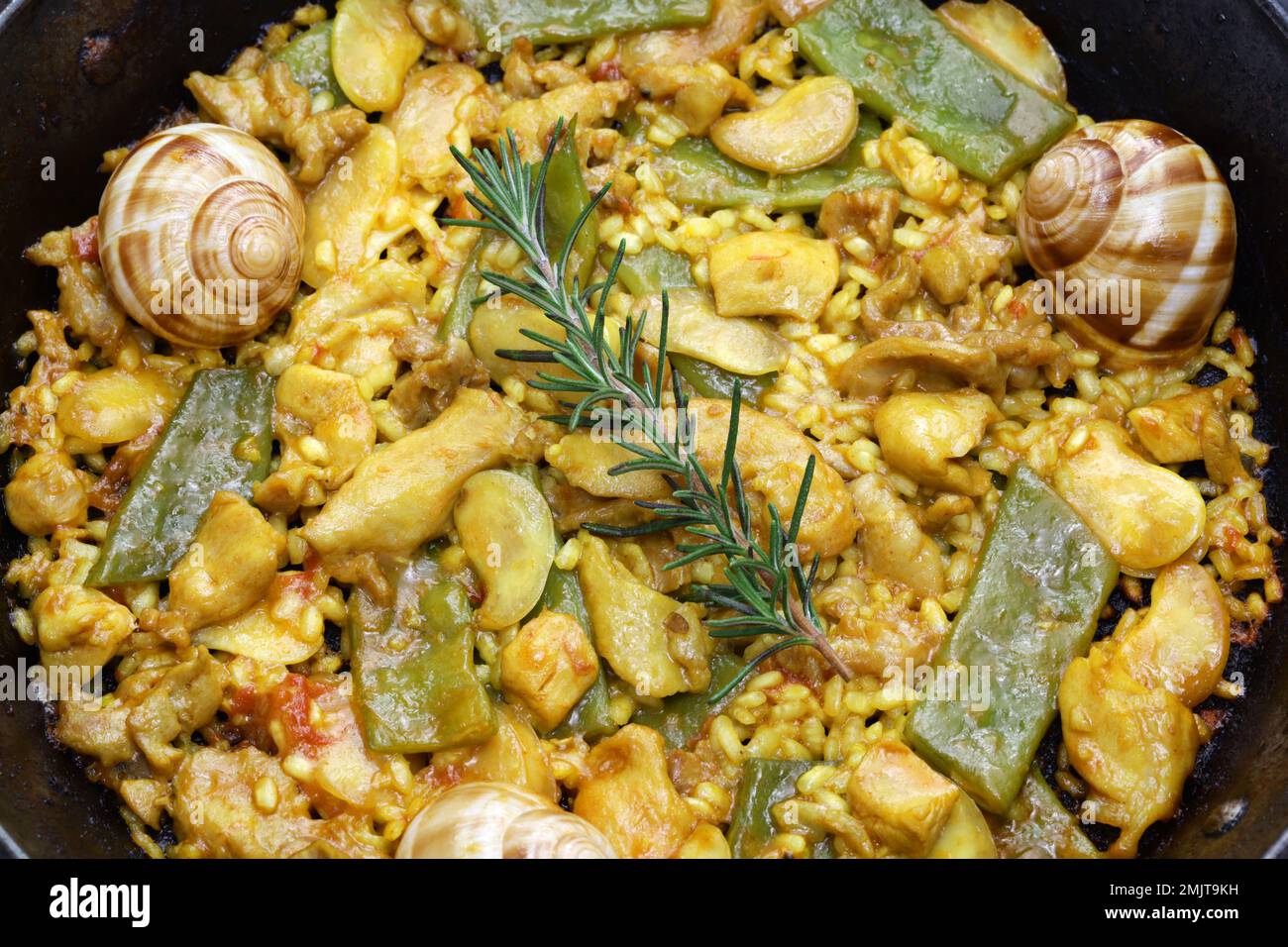 Paella Valenciana (Spanish traditional rice dish); rabbit, chicken