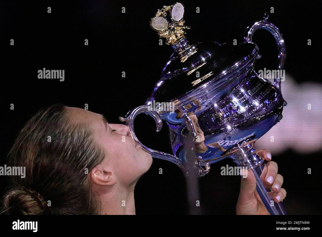 Aryna Sabalenka Of Belarus Kisses The Daphne Akhurst Memorial Trophy ...