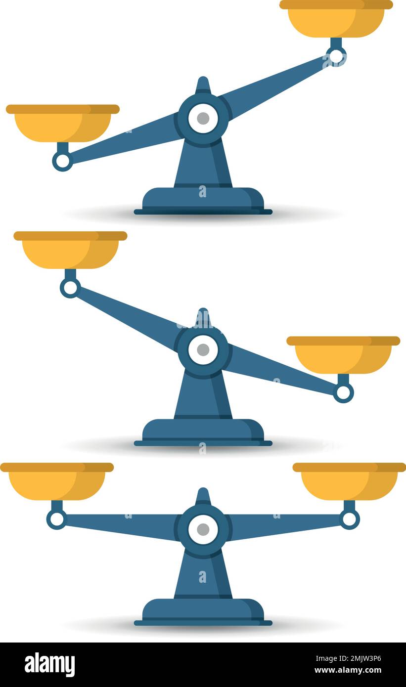 Scale icons set in flat style. Weight balance vector illustration on isolated background
