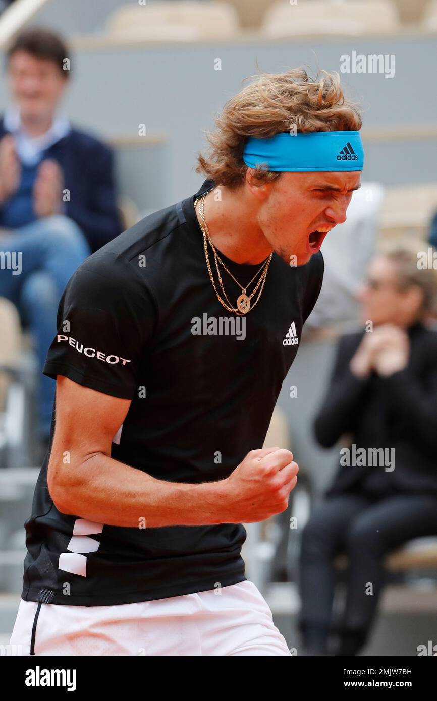 Germanys Alexander Zverev clenches his fist after scoring a point against John Millman of the U.S