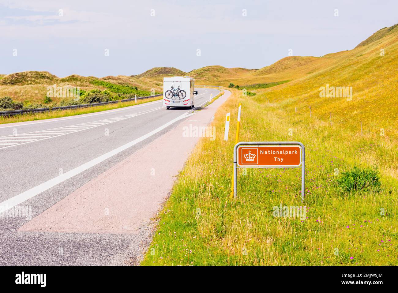 Entrance Sign to Thy National Park in Jutland Denmark Stock Photo