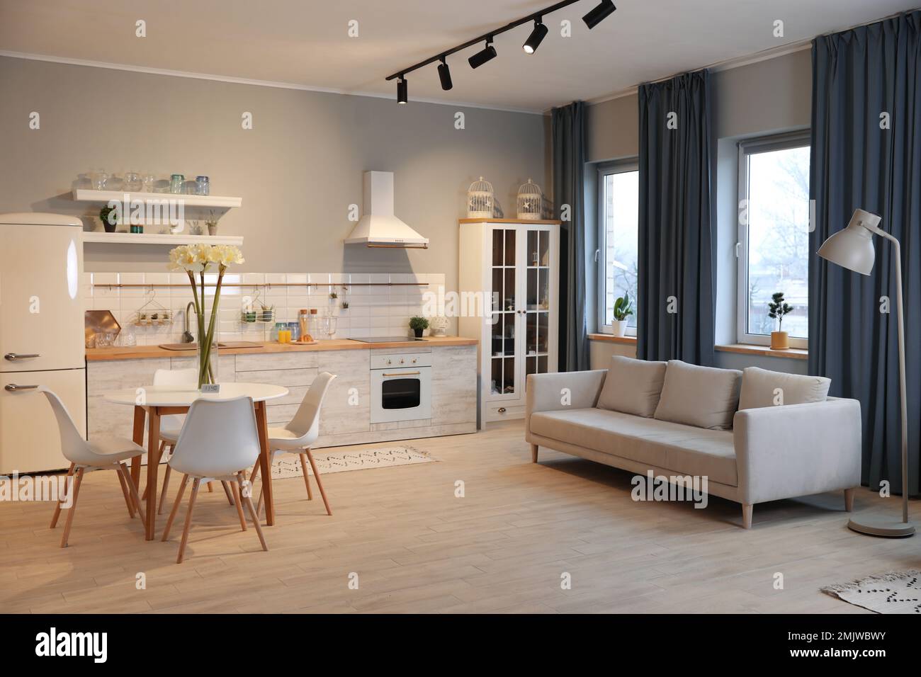Modern kitchen interior with new stylish furniture Stock Photo - Alamy