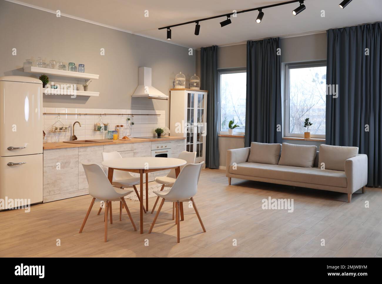Modern kitchen interior with new stylish furniture Stock Photo - Alamy