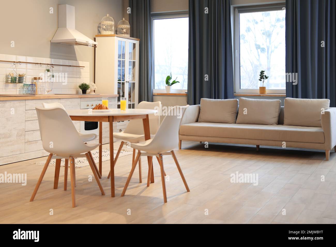 Modern kitchen interior with new stylish furniture Stock Photo - Alamy