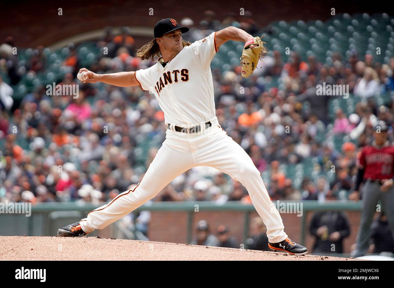 San Francisco Giants pitcher Shaun Anderson throws against the Arizona