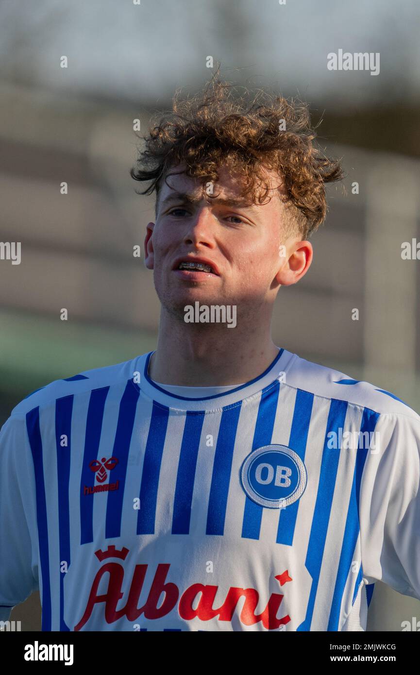 Ikast, Denmark. 27th, January 2023. Jakob Breum of Odense Boldklub seen