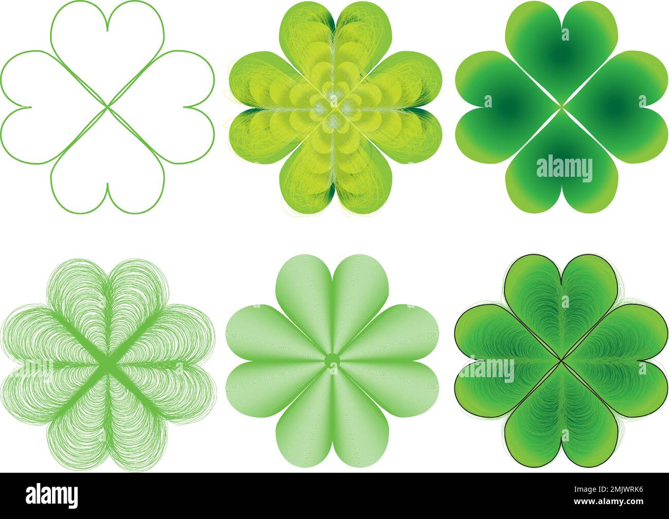 Four leaf clover set isolated on transparent background. St. Patrick's day vector illustration Stock Vector