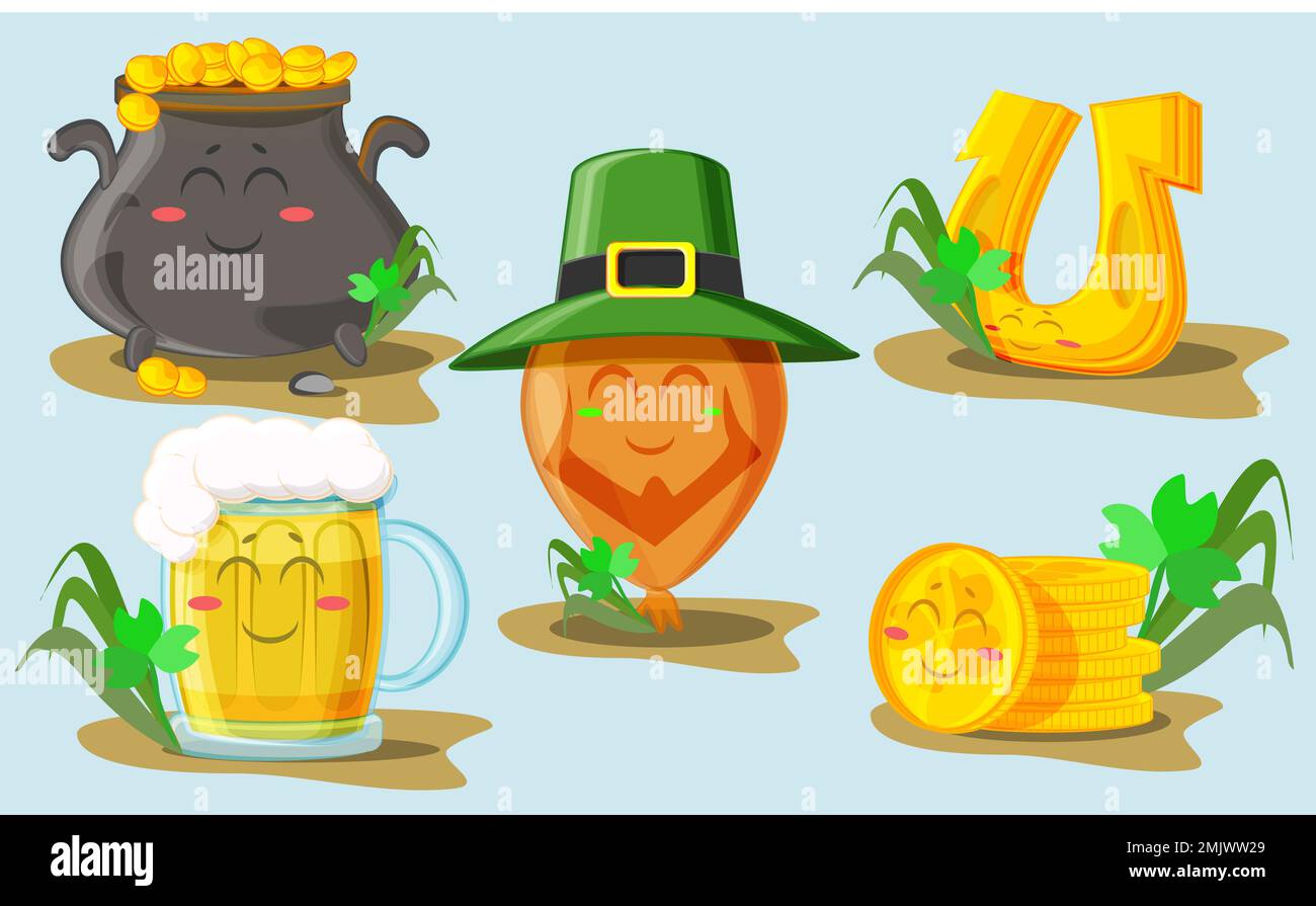 Cute elements for st patricks day celebration Stock Vector