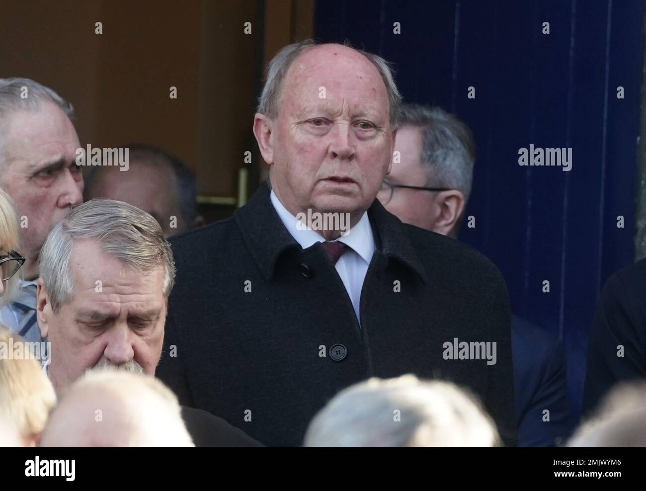 TUV leader Jim Allister after the Service of Thanksgiving at Bangor Abbey in Bangor, County Down for Alex and Ann Easton, the parents of Stormont Assembly member Alex Easton who died in a house fire in Co Down. Picture date: Saturday January 28, 2023. Stock Photo