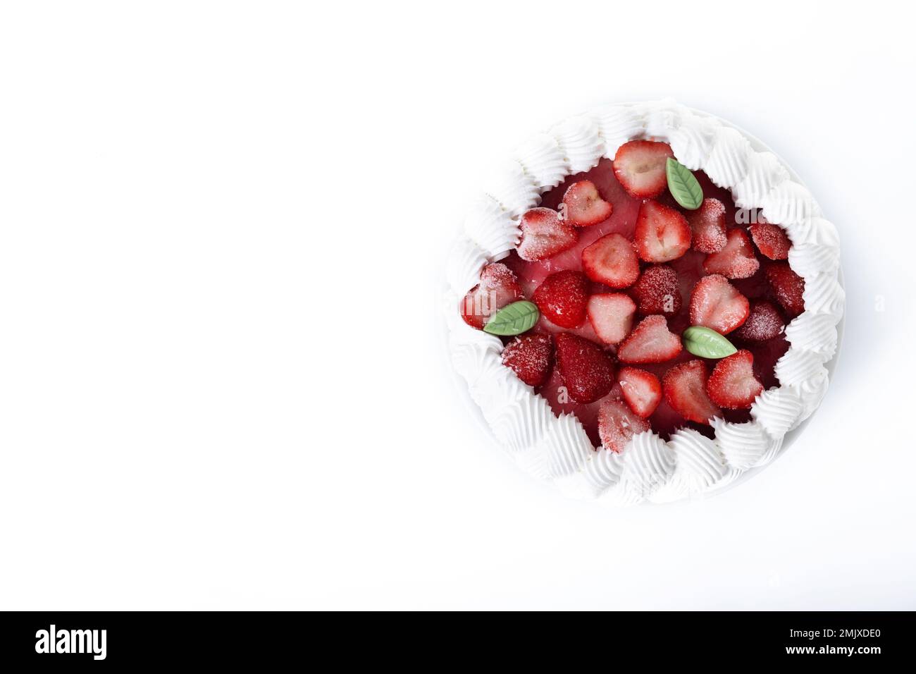 Strawberry cake with cream isolated on white background Stock Photo - Alamy