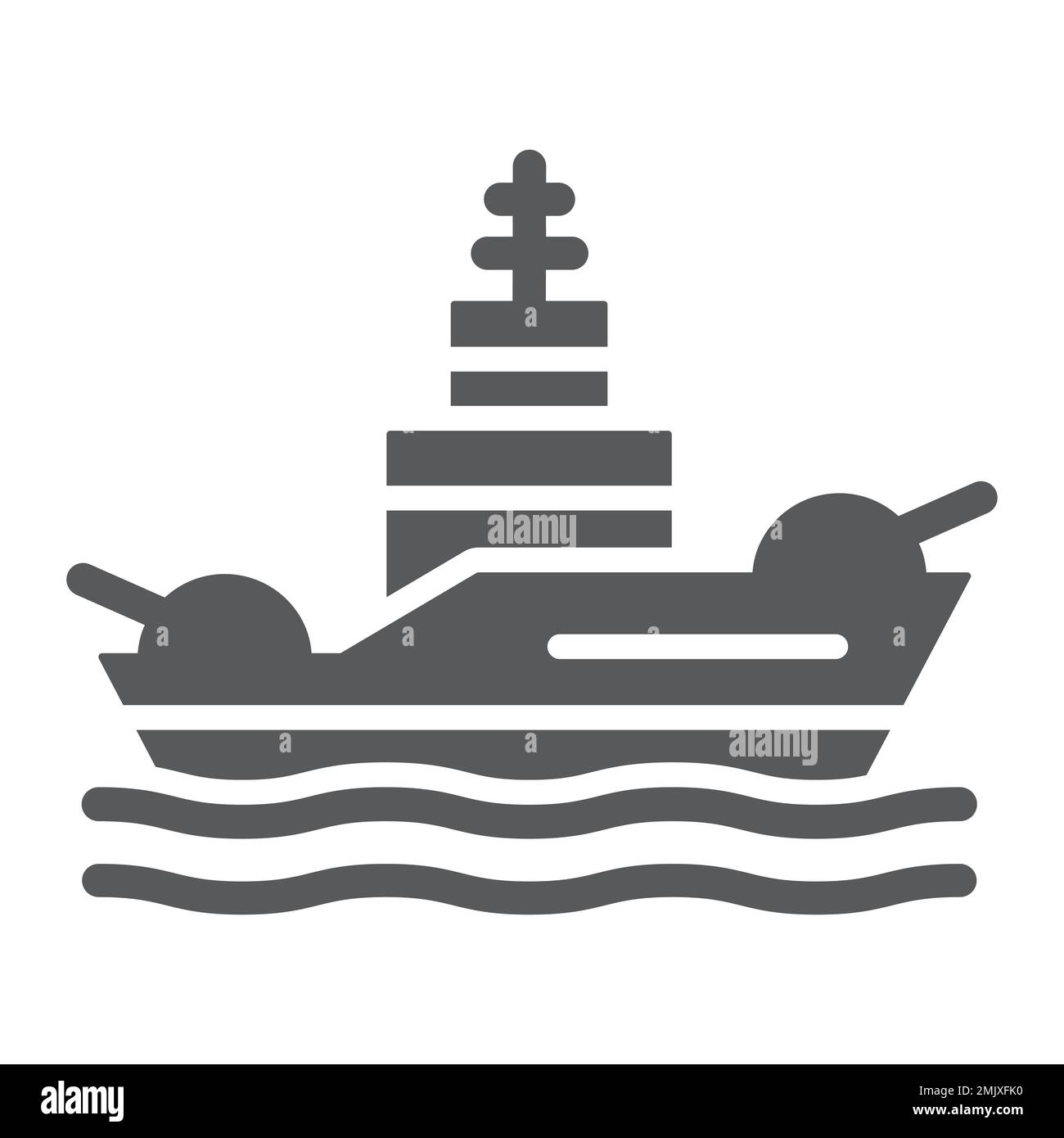 Battleship glyph icon, navy and army, warship sign, vector graphics, a solid pattern on a white background, eps 10. Stock Vector