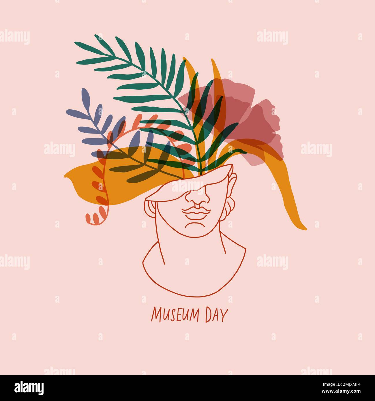 International Museum Day, May 18. One continuous line greek goddess statue. Vector line art. Perfect for flyer, card, poster, booklet. Vector illustration Stock Vector