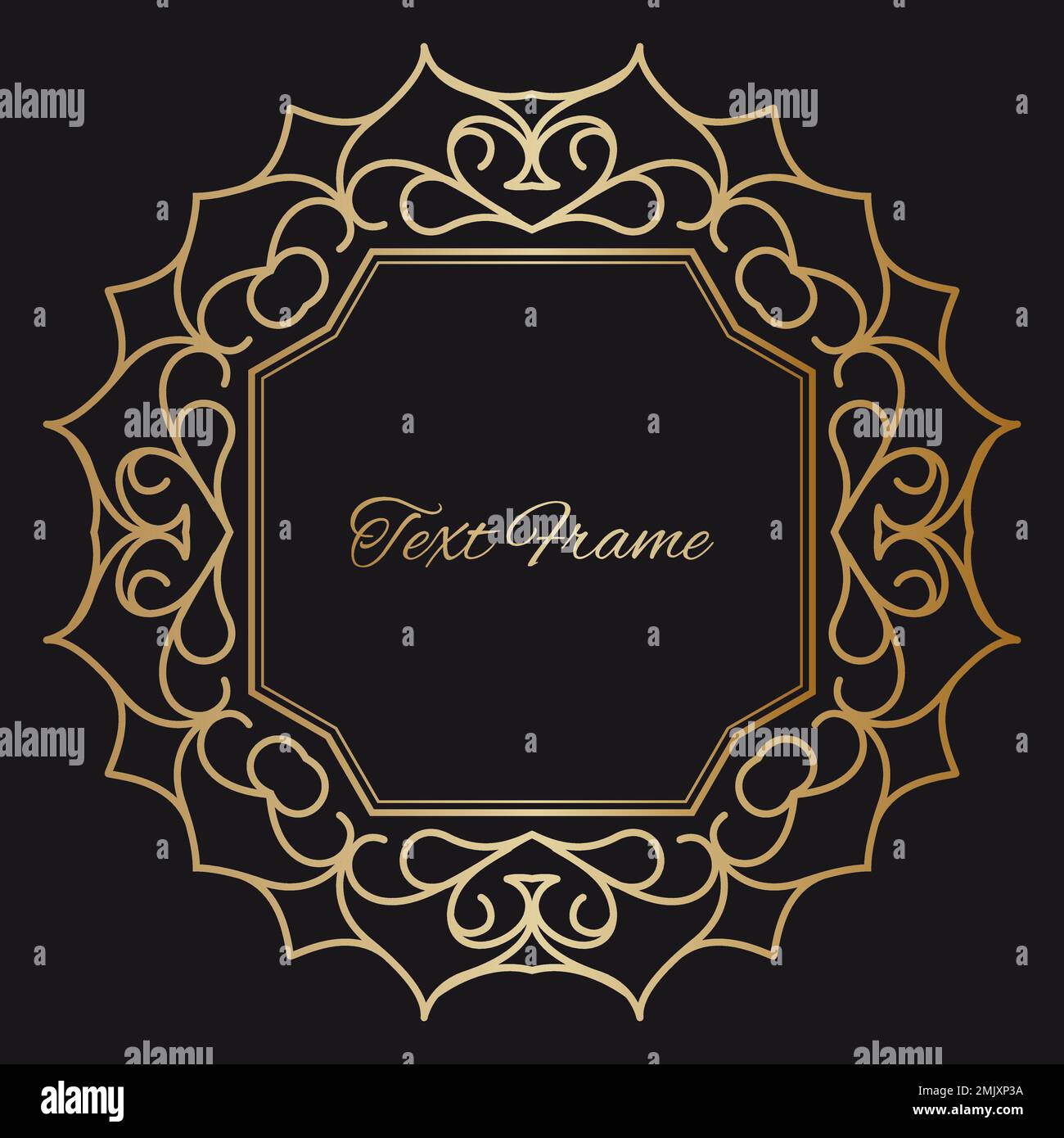 luxury gold frame on black background. Vector illustration Stock Vector